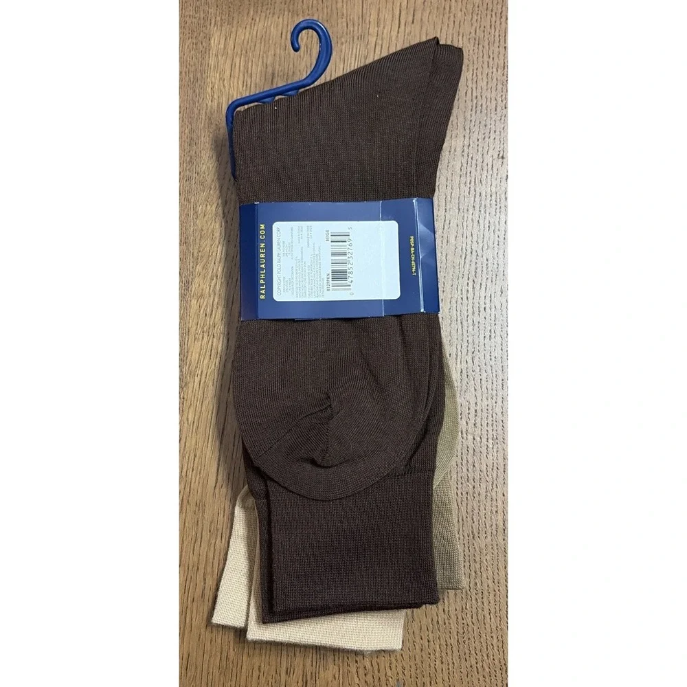 NEW 3 PAIRS PACK MENS RALPH LAUREN POLO CREW SOCKS 97% POLYESTER BLUR / GREY
